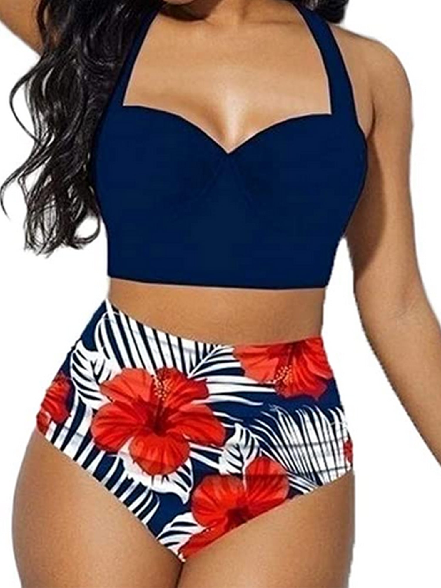 TSEXIEFOOFU Women's Halter Bikinis High Waist Bikini Bottom Two Piece