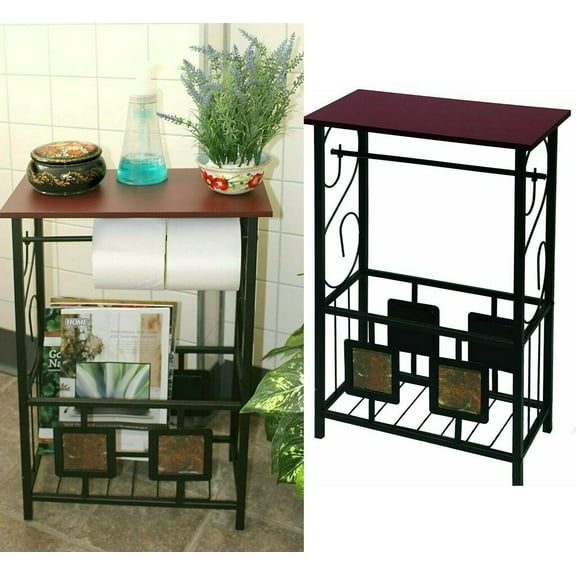 TSF Brands Modern Bathroom Storage Wood Entryway Console Table, Black