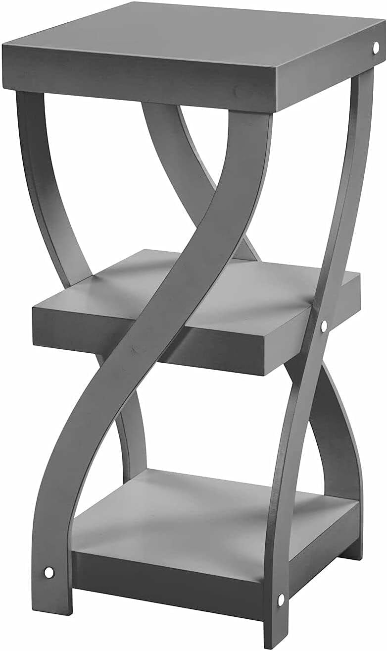 TSF Gray Side Table Modern Accent Table 3 Tier Shelf