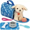 thumbnail image 1 of Plush Puppy Dog Playset and Carrier for Toddlers - Accessories Includes Leash, Food Bowl, Brush, Toy Ball, Toy Bone, Bed, and Blanket for 18" Dolls, 1 of 6