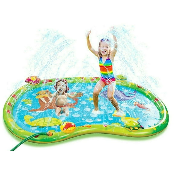 TSF Toys Baby Inflatable Sprinklers Splash Pad, Plastic Green & Blue, 58" x 42"