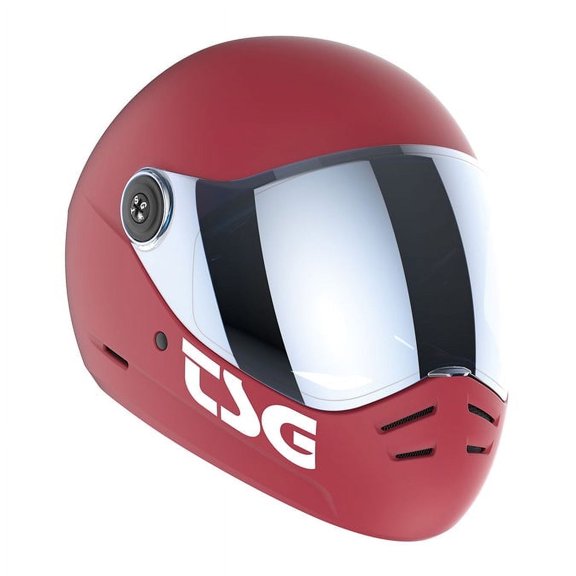 TSG Pass 2.0 Full Face Helmet w/Bonus Visor, Downhill Skateboarding - Satin Red