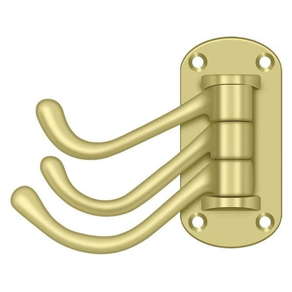 TSH40U3 Triple Swivel Hook; Heavy Duty; 4" Projection; Bright Brass Finish