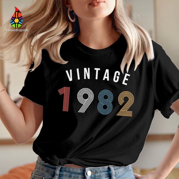 TSHIRT (565) VINTAGE 1982 40th Birthday T Shirt Gift for Women's Men's Kids Friends Turning 42, UP TO SIZE 4XL.