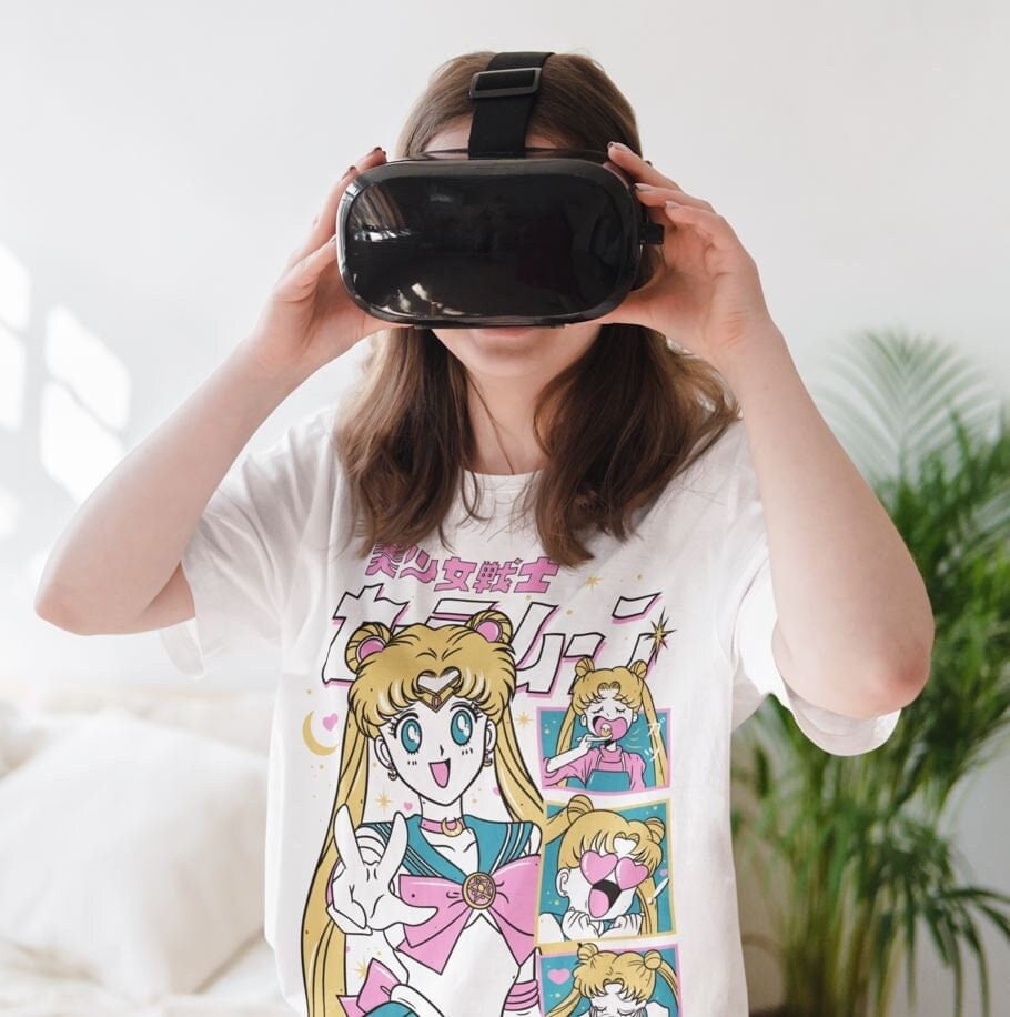 Y2K Anime T-Shirt Damen - Schulterfrei Mit Mesh-Einsätzen