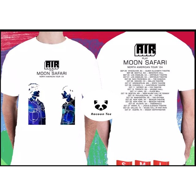 TSHIRTAIR MOON OUR 2024. AIR TOUR. WHITE TSHIRT UNISEXshirt