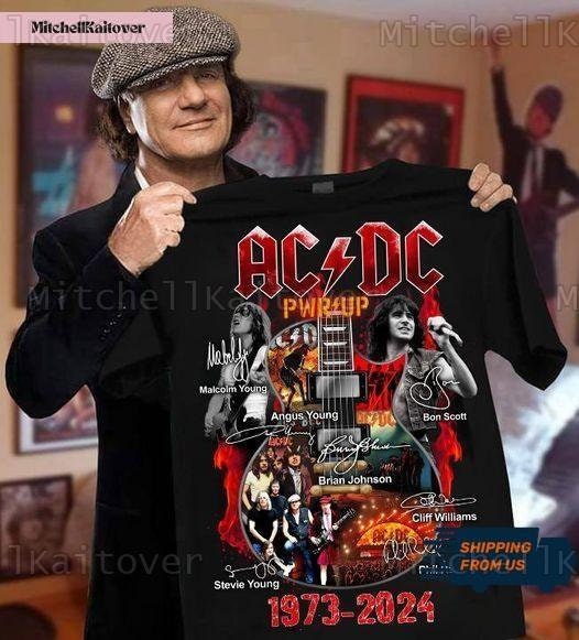 TSHIRTAcdc 51st Anniversary 19732024 Shirt, Acdc Rock Band Signatures