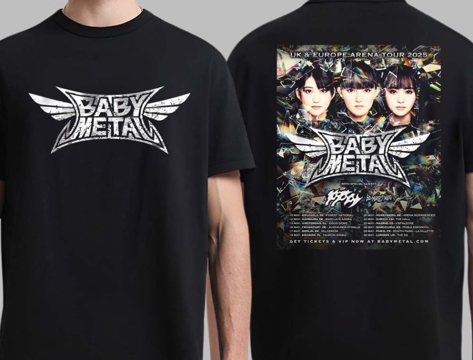TSHIRTBabymetal UK And Europe Arena Tour 2025 Tour Dates List Two