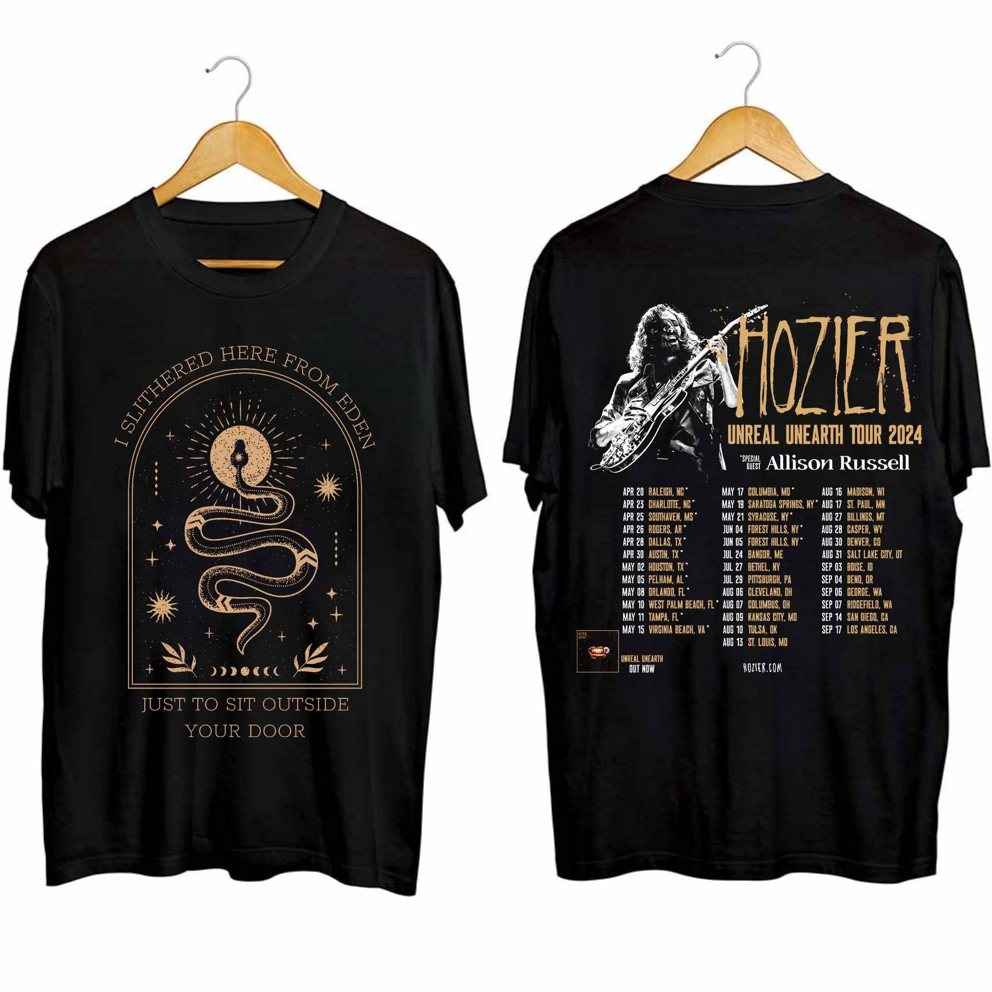 TSHIRTHozier 2025 Tour Vintage Shirt, Hozier Unreal Unearth Tour 2025