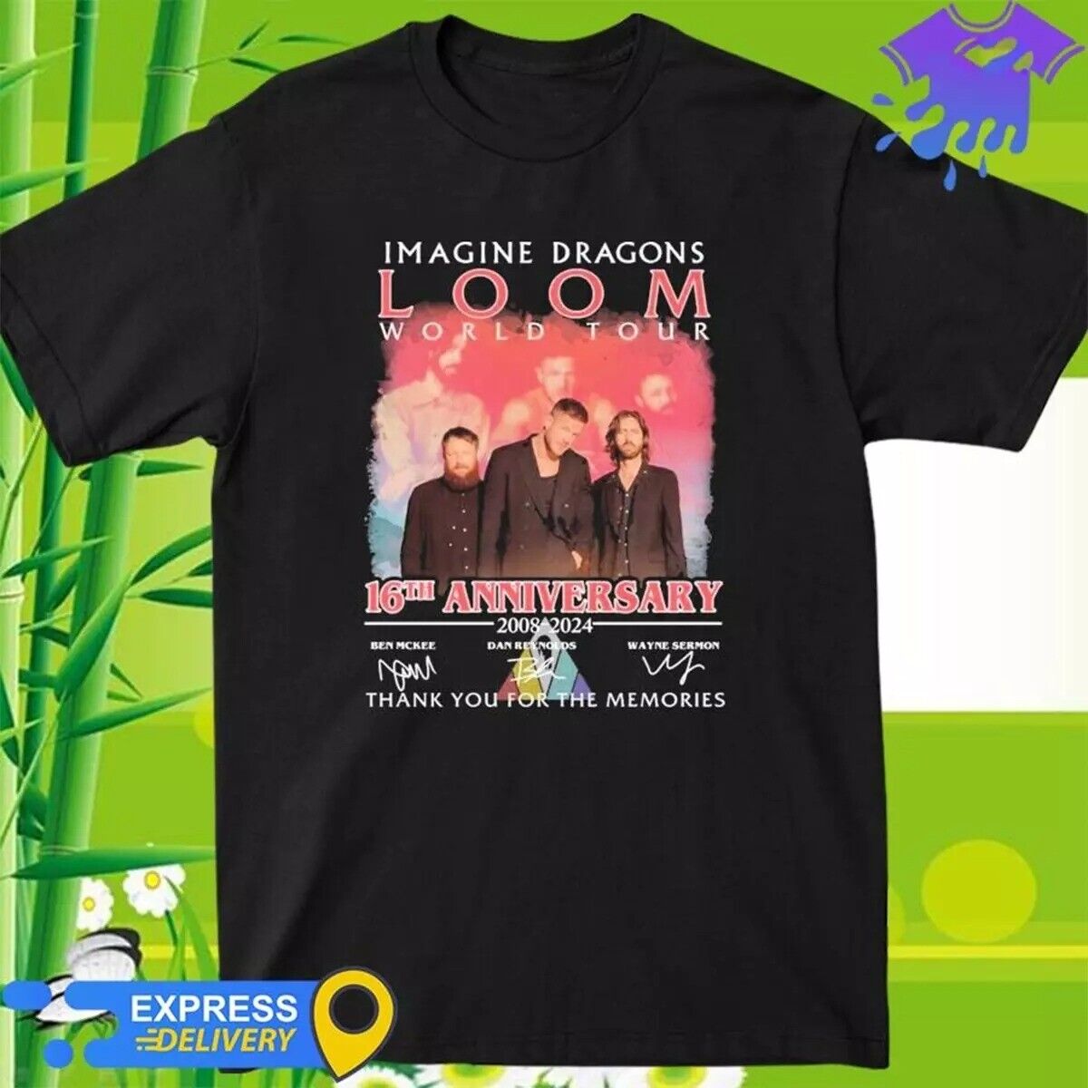 TSHIRTImagine Dragons 2024 Loom World Tour 16th Signatures T Shirt