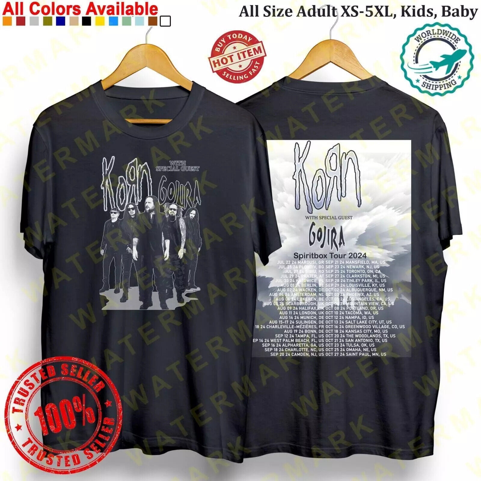 TSHIRTKORN WITH GOJIRA AND SPIRITBOX TOUR 2024 Concert Album S3XL T