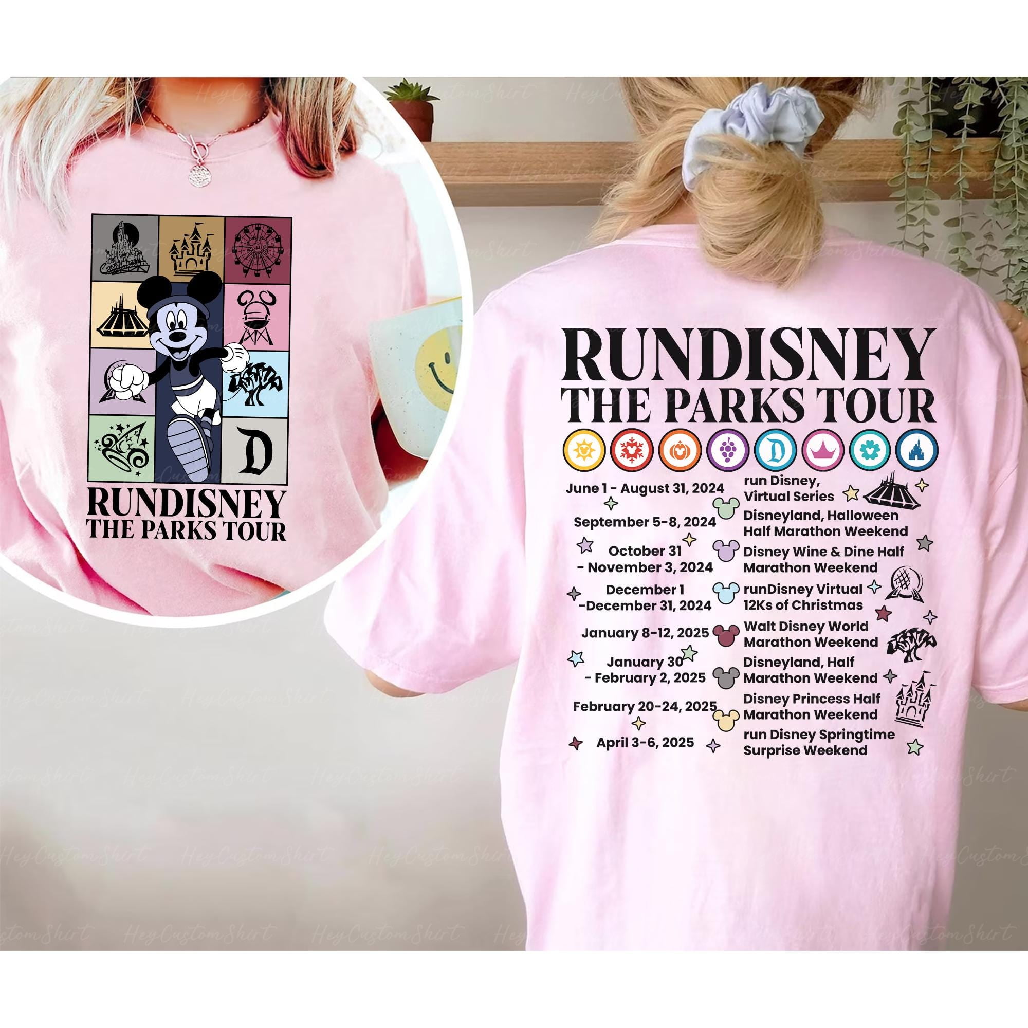TSHIRTMickey RunDisney Parks Tour 2 Sided Shirt, Disney HalfMarathon