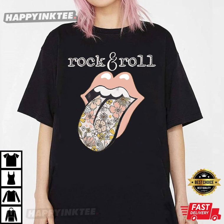 Rock & Roll Lips Cropped Tee - Black