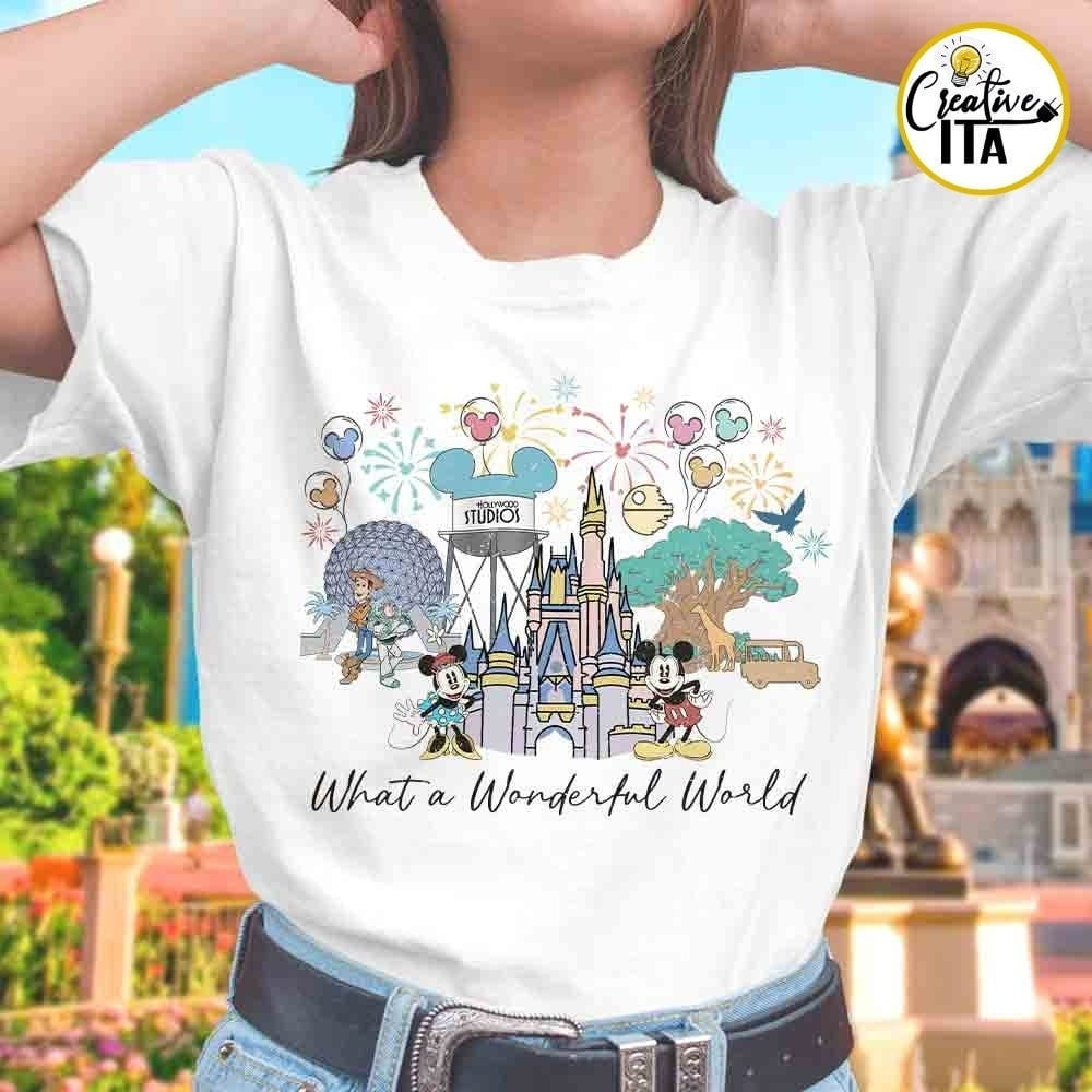 TSHIRT-Vintage Mickey and Friends Disney What a Wonderful World Shirt ...