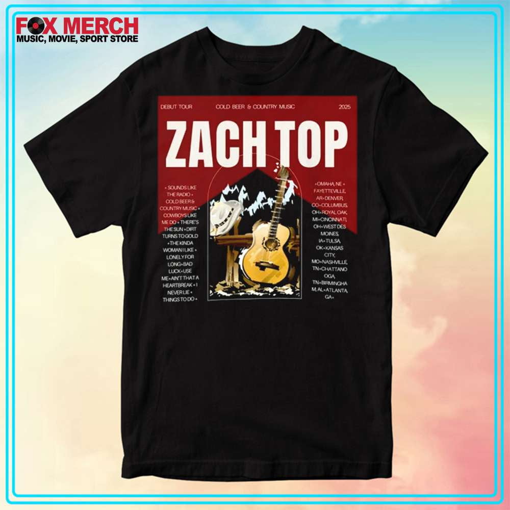 TSHIRTZach Top Cold Beer & Country Music Tour 2025 TShirt