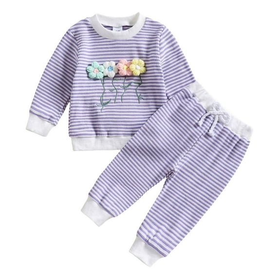 TSHXS 3T Girl Clothes 12 Month Girl Clothes Toddler Girl Fall Winter Outfits Long Sleeve Sweatshirt Tops Pants 2Pcs Clothes Set Purple 2-3 Years
