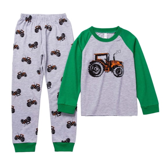 TSHXS 3T Boys Pajamas Kids Pjs Boys Boys' Cotton Long Sleeve Top And Pants,2 Piece Pajama Set 6-7 Years Green