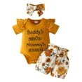 thumbnail image 1 of TSHXS Baby Rompers Girl 3-6 Months Baby Girl Clothes Baby Girl Clothes Infant Summer Outfits Set Short Sleeve Romper And Floral Shorts With Headband, 1 of 3