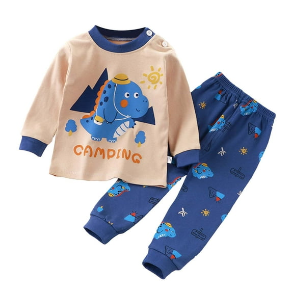 TSHXS Boy Pajamas Size 8 Size 8 Boys Pajamas Boys' Cotton Long Sleeve Top And Pants,2 Piece Pajama Set 6-7 Years Dark Blue