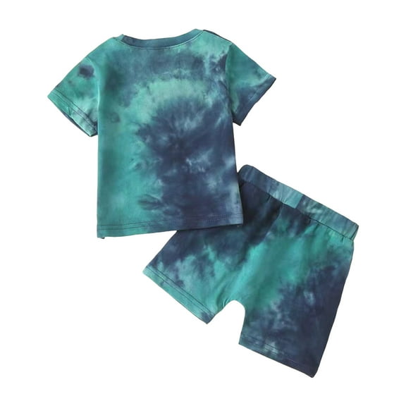TSHXS Boy Summer Outfits 2 Year Old Boy Clothes Toddler Boy Summer Outfits Clothes Tie Dye Shirt And Short Set For Boys Green