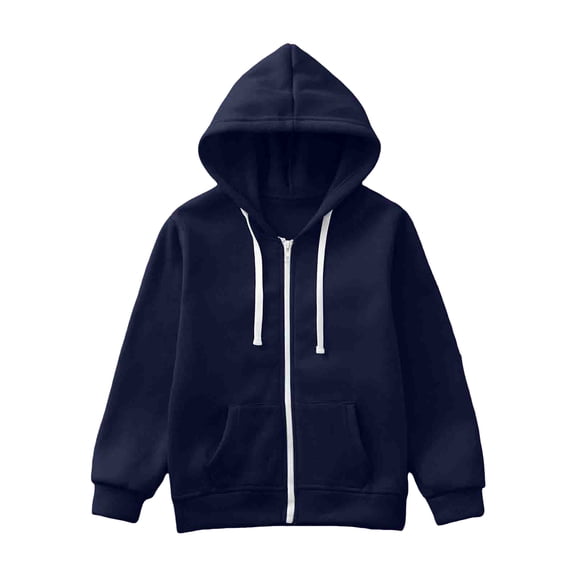 TSHXS Boys Zip Up Hoodie White Hoodie Boys Kids Zip Up Hoodie Girls Boys Jacket Hooded Navy
