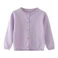thumbnail image 1 of TSHXS Cardigan For Girls Little Girls School Style Cardigan Sweater Button Down Simple Solid Top(5-6 Years,Light Purple), 1 of 4