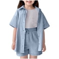 thumbnail image 1 of TSHXS Clothes For Girls Toddler Girls Summer Outfits Kids Girl Clothes Top And Shorts Toddler Girl Summer Outfits Short Set 7-8 Years Sky Blue, 1 of 9