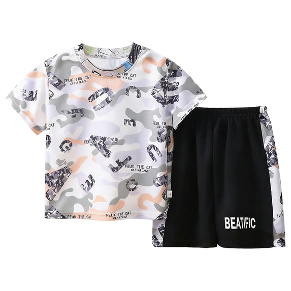 TSHXS Clothes For Kids Boys Clothes Size 5 Kids Tween Boy Clothes Casual Short Sleeve 2Pcs Shorts Summer Clothing Set