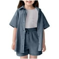 thumbnail image 1 of TSHXS Girls Clothes Size 8 Kids Clothes Girls Size 10-12 Girls Summer Outfits Casual Lounge Set Elastic Waist Shorts 2 Piece Clothing Sets 9-10 Years Blue, 1 of 9