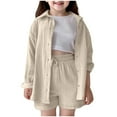 thumbnail image 1 of TSHXS Girls Clothing Girl Shirts Size 14-16 Kids Girl Clothes Top And Shorts Toddler Girl Summer Outfits Short Set 13-14 Years Beige, 1 of 9