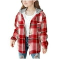 thumbnail image 1 of TSHXS Girls Flannel Shirt Girls Fall Clothes Girls Cute Flannel Plaid Button Down Top With Pockets Long Sleeve Hooded Jacket 4-5 Years, 1 of 5
