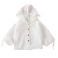 thumbnail image 1 of TSHXS Girls Jacket Infant Girls Floral Ruffle Hooded Sun Protection Shirt Jacket Button Front Light Thin Spring Outdoor Coat(8-9 Years,White), 1 of 9