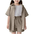thumbnail image 1 of TSHXS Girls Outfits Toddler Girl Outfit Kids Girl Clothes Top And Shorts Toddler Girl Summer Outfits Short Set 9-10 Years Khaki, 1 of 9