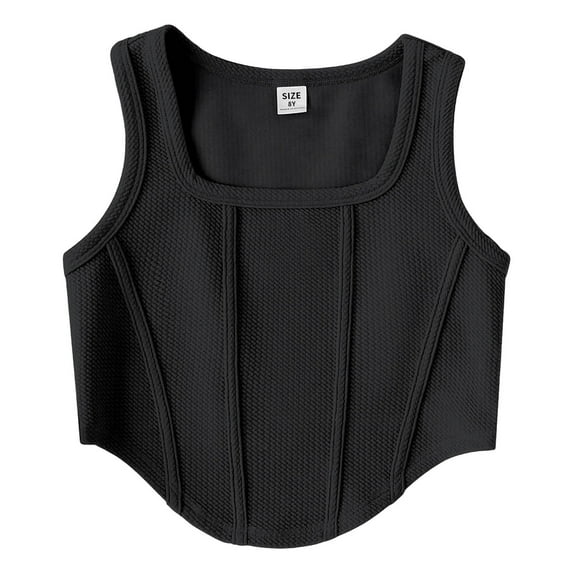 TSHXS Girls Tank Tops Size 7-8 Cute Tops For Teen Girls Tank Tops Crew Neck Cropped Basic Sleeveless Dance Yoga Black 9-10 Years