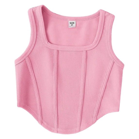TSHXS Girls White Tank Top Toddler Girl Tops Girls Dance Tank Top Crop Tank Top Sleeveless Dance Outfit For Ballet Wear Pink 11-12 Years