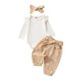 thumbnail image 1 of TSHXS Infant Girl Clothes Infant Outfits For Girls Girl'S 3Pc Rib Frill Long Sleeve Romper And Pant Set Beige, 1 of 9