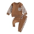 thumbnail image 1 of TSHXS Infant Outfits For Girls Girls Outfits Girls' Toddler 2-Piece Long Sleeve Sweatshirt And Jogger Set 0-6 Months Brown, 1 of 5