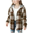 thumbnail image 1 of TSHXS Jackets For Girls 10-12 Girls Fall Outfits Girls Cute Flannel Plaid Button Down Top With Pockets Long Sleeve Hooded Jacket 6-7 Years, 1 of 5