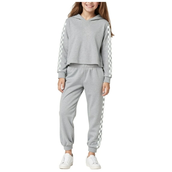 TSHXS Kids Clothes Outfits For Teen Girls Kids Girls Clothes Stylish Tops And Pants With Pockets Clothing Sets 2 Piece Outfits 13-14 Years Grey