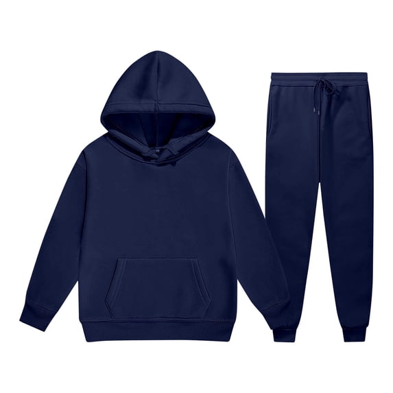 TSHXS Kids Solid Color Kangaroo Pocket Hoodie Drawstring Jogger Pants 2Pcs Soft Spring Daily Casual Tracksuit Set(4-5 Years)