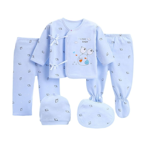 TSHXS Boy Outfits Winter Clothes Boy Girl Clothes Unisex Romper Pants Set Hat Outfits Toddler Blue