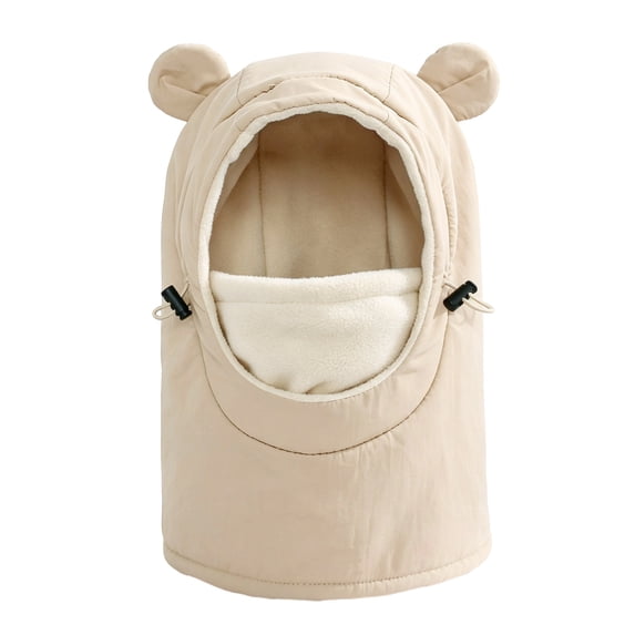 TSHXS Newborn Hats Toddler Cute Bear Ear Thermal Balaclava Hood Hat Drawstring Wind Resistant Full Face Neck Cover for Boys Girls