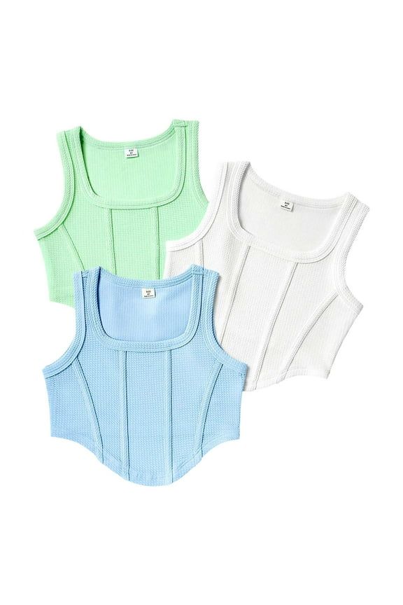 Teen Girl Tank Tops Girls Crop Tops Size 7-8 Tank Tops Crew Neck Cropped Basic Sleeveless Dance Yoga Green 11-12 Years