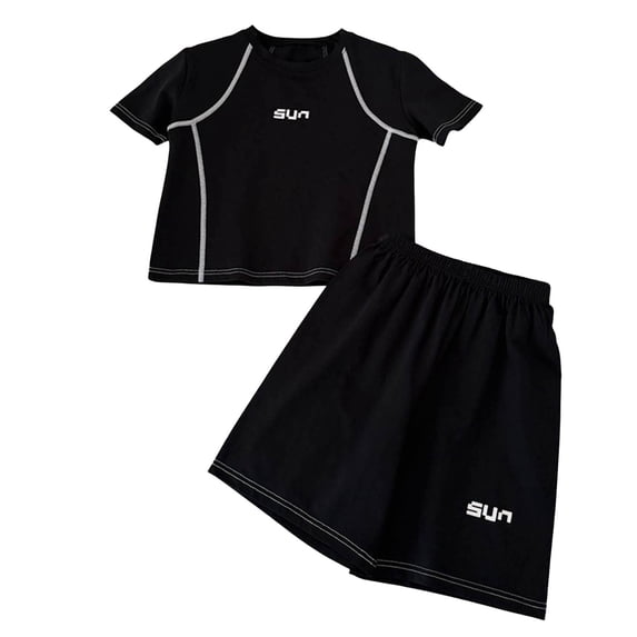 TSHXS Toddler Boy Outfits Boys Outfits Size 7 Boys Clothing Sets Loose Athletic Crew Neck T-Shirt And Short Outfits