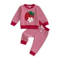 thumbnail image 1 of TSHXS Toddler Clothes For Girls Toddler Girls Summer Outfits Toddler Girl Fall Winter Outfits Long Sleeve Sweatshirt Tops Pants 2Pcs Clothes Set Red 0-6 Months, 1 of 8