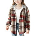 thumbnail image 1 of TSHXS Toddler Girl Flannel Shirt Girls Shirts Size 7-8 Girls Cute Flannel Plaid Button Down Top With Pockets Long Sleeve Hooded Jacket 14-15 Years, 1 of 5