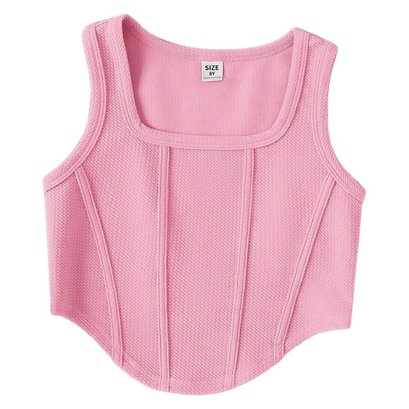 TSHXS Toddler Tank Tops Girls Girls Tops Size 10-12 Girls Dance Tank Top Crop Tank Top Sleeveless Dance Outfit For Ballet Wear Pink 7-8 Years