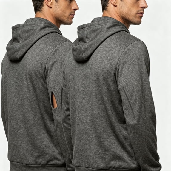 TSHXS Zip Up Hoodie for Men Long Sleeve Hooded Sweatshirt with Side Zipper Cutout Outerwear