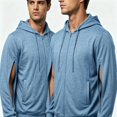 thumbnail image 1 of TSHXS Zip Up Hoodie for Men Long Sleeve Hooded Sweatshirt with Side Zipper Cutout Outerwear, 1 of 9