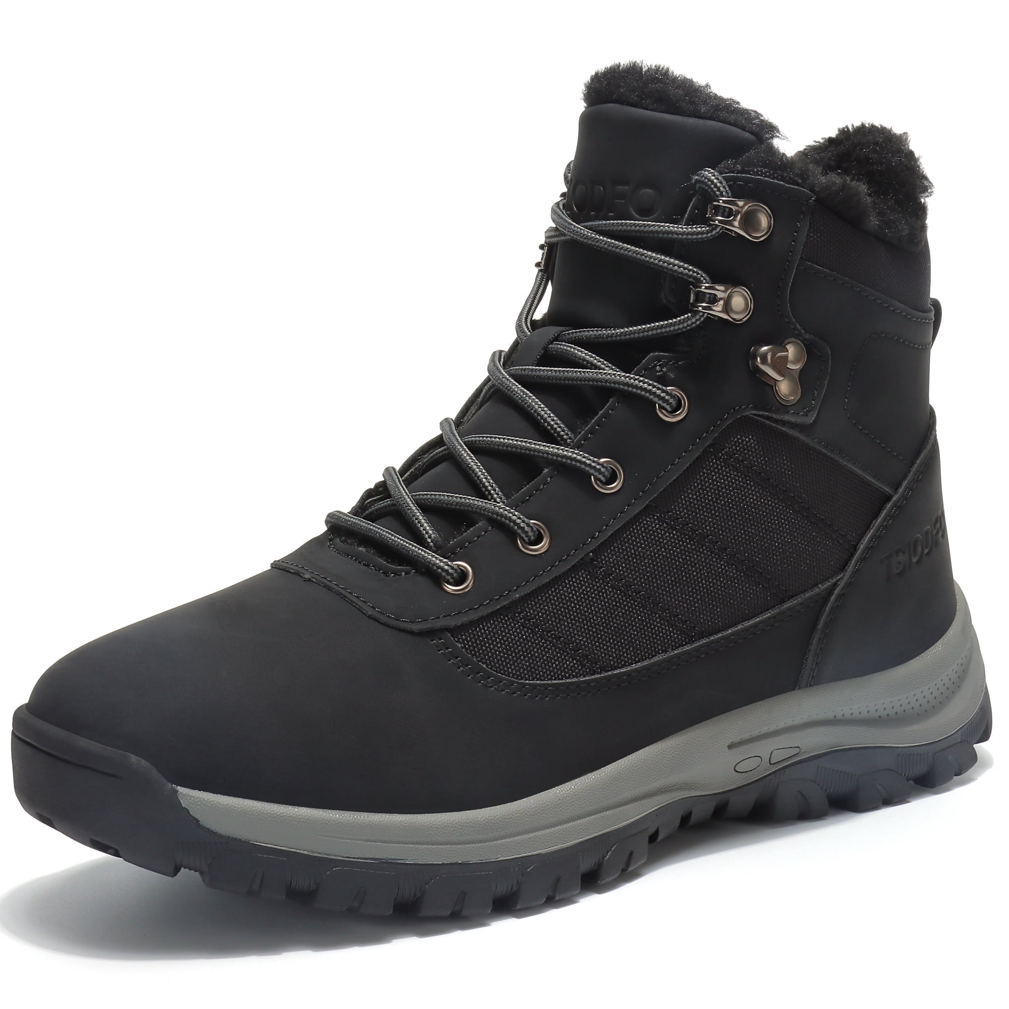 TSIODFO Snow Boots for Men Waterproof Winter Shoes The Cold Weather  Insulated Fur Warm Outdoor Boots Black Size 13